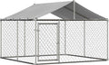GNIXUU 7.5' x 7.5' Large Outdoor Dog Kennel, Heavy Duty Outdoor Fence Dog Cage with WaterProof UV-Resistant Cover, Galvanized Chain Link Dog Playpen House with Secure Lock for Backyard, Farm