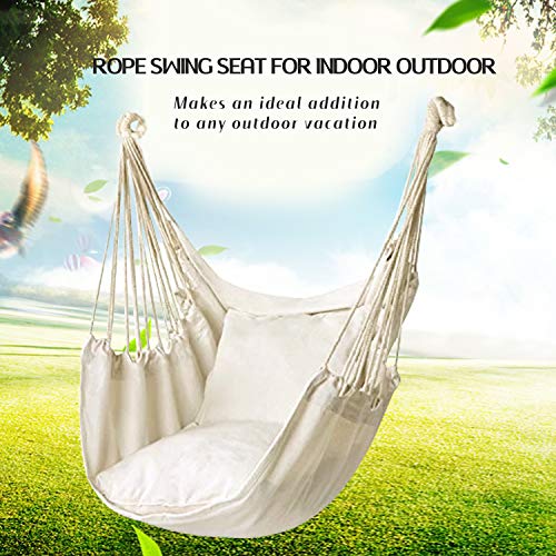 Hommtina Hammock Chair Hanging Rope Swing, Max 300 Lbs, Dark Gray W16807