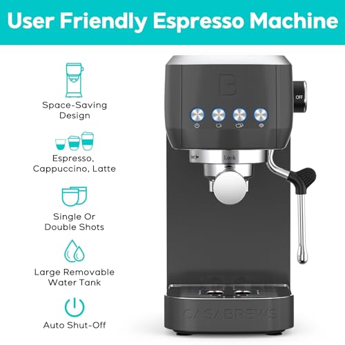 CASABREWS 3700 Essential Espresso Machine 20 Bar, Stainless Steel, Silver D8468