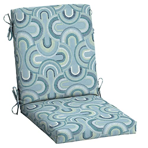 Arden Outdoor Dining Chair Cushion, 20 x 20, Rain-Proof, Peacock Blue Green Texture J4105