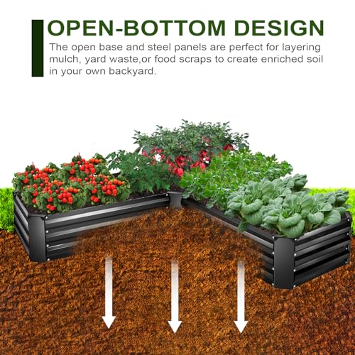 EDOSTORY Metal Raised Garden Bed Kit 8x4x2ft Galvanized Planter Box Outdoor V763