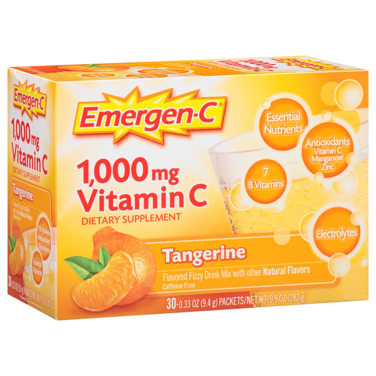 Emergen-C 30 Count Tangerine Flavor Dietary Supplement Drink Mix with Vitamin C N7580