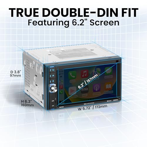 BOSS Audio Systems BCP62 6.2" Double Din Car Stereo with Apple CarPlay, Bluetooth, AM/FM I57328