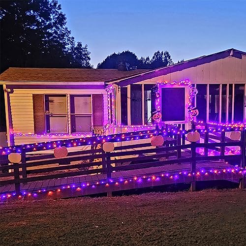TW SHINE Halloween Lights 328FT Outdoor String Lights with Remote, Purple & Orange F53527