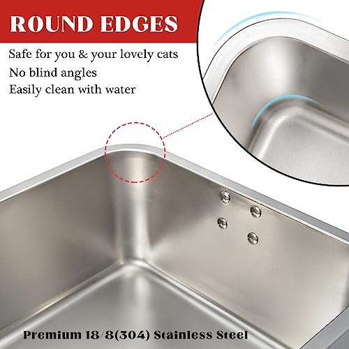 ULIGOTA Stainless Steel Cat Litter Box for Kitty and Rabbits, Easy to Clean J483832