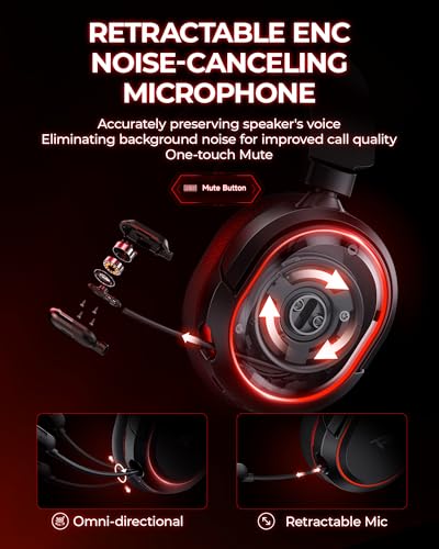Wireless Gaming Headset 7.1 Surround Sound Bluetooth for PC PS5 PS4 Mac Switch G754169