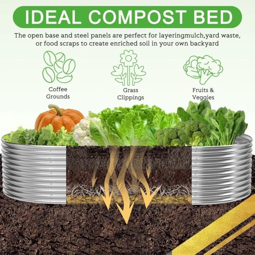 2 Pack 6x3FT Tall Galvanized Raised Garden Bed for Vegetables, Steel, Above Ground X698474