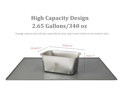 Stainless Steel Large Dog Water Bowl, Non Slip, 2.65 Gallons Z70616