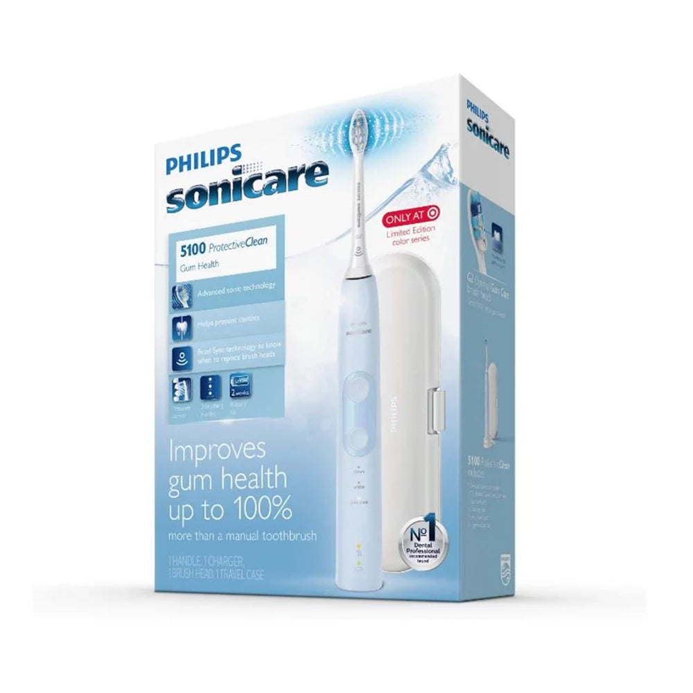 Philips Sonicare ProtectiveClean 5100 Rechargeable Electric Toothbrush, Light Blue HX6853/11 H862