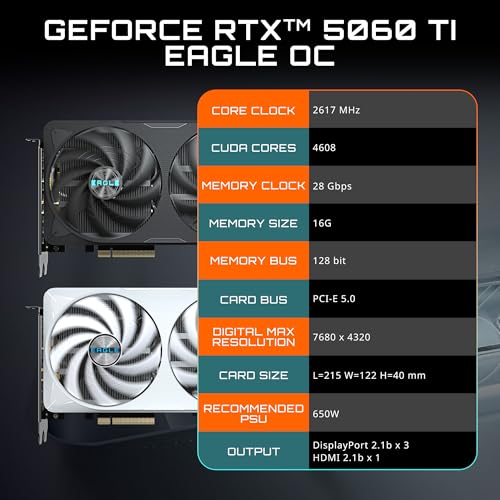 GIGABYTE GeForce RTX 5060 Ti Gaming OC 16G Graphics Card, 16GB GDDR7, WINDFORCE Cooling I122