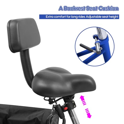26 Inch 7 Speed Adult Tricycle, 3 Wheel Beach Cruiser Bike with Backrest and Baskets V183109