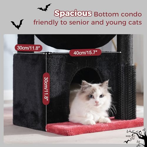 Gothic Cat Tree 32 Inches for Large Cats with Scratching Post and Hammock M975