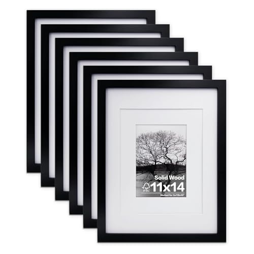 Egofine 8x10 Picture Frames Set of 6, Solid Wood with Plexiglass, White T6319