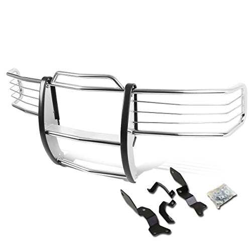 Compatible with Chevy Silverado 1500-3500 HD Front Bumper Protector Brush Grille Guard (Chrome)
