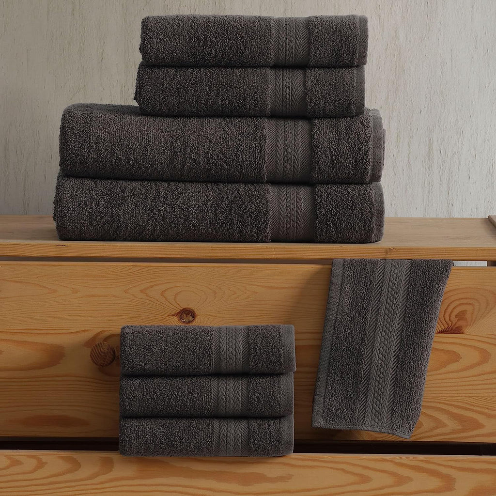 Regal Ruby 6 Piece Towel Set, 100% Turkish Cotton, Grey T140966