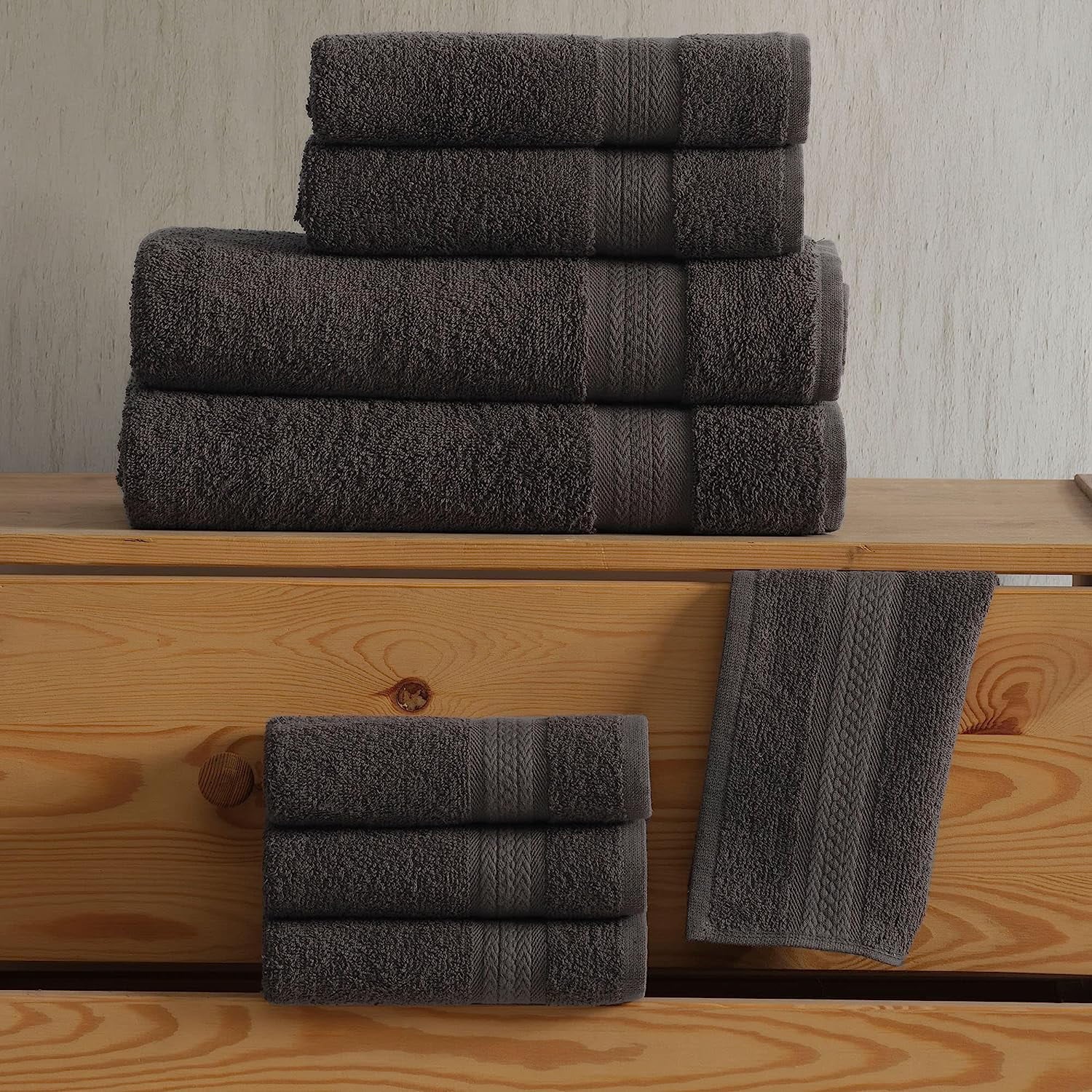 Regal Ruby 6 Piece Towel Set, 100% Turkish Cotton, Grey T140966