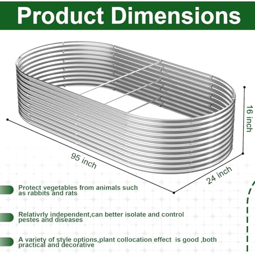 2 Pack 6x3FT Tall Galvanized Raised Garden Bed for Vegetables, Steel, Above Ground X698474