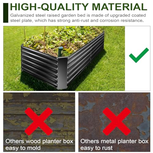 EDOSTORY Metal Raised Garden Bed Kit 8x4x2ft Galvanized Planter Box Outdoor V763