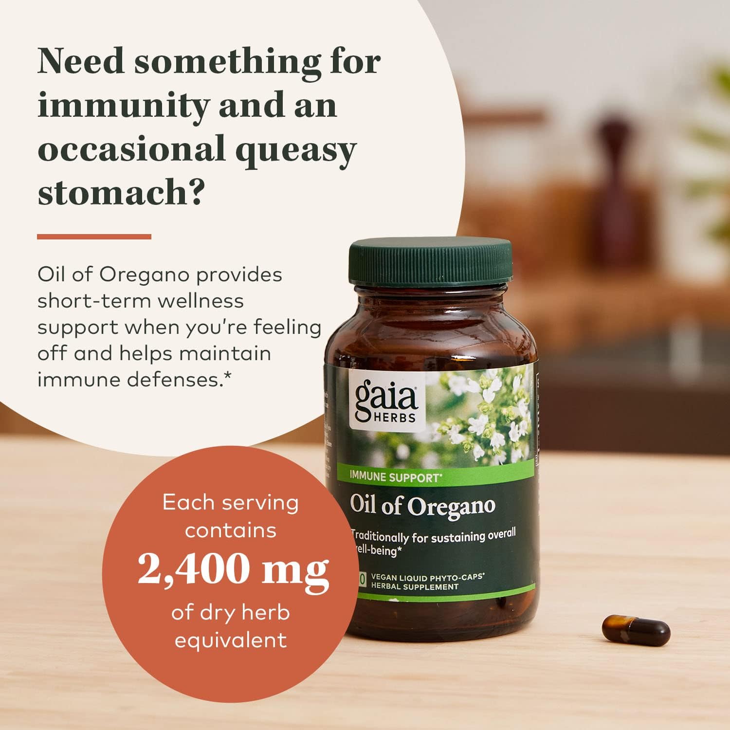Gaia Herbs Oil of Oregano & Black Seed Oil - 60 Vegan Liquid Phyto-Capsules D24458