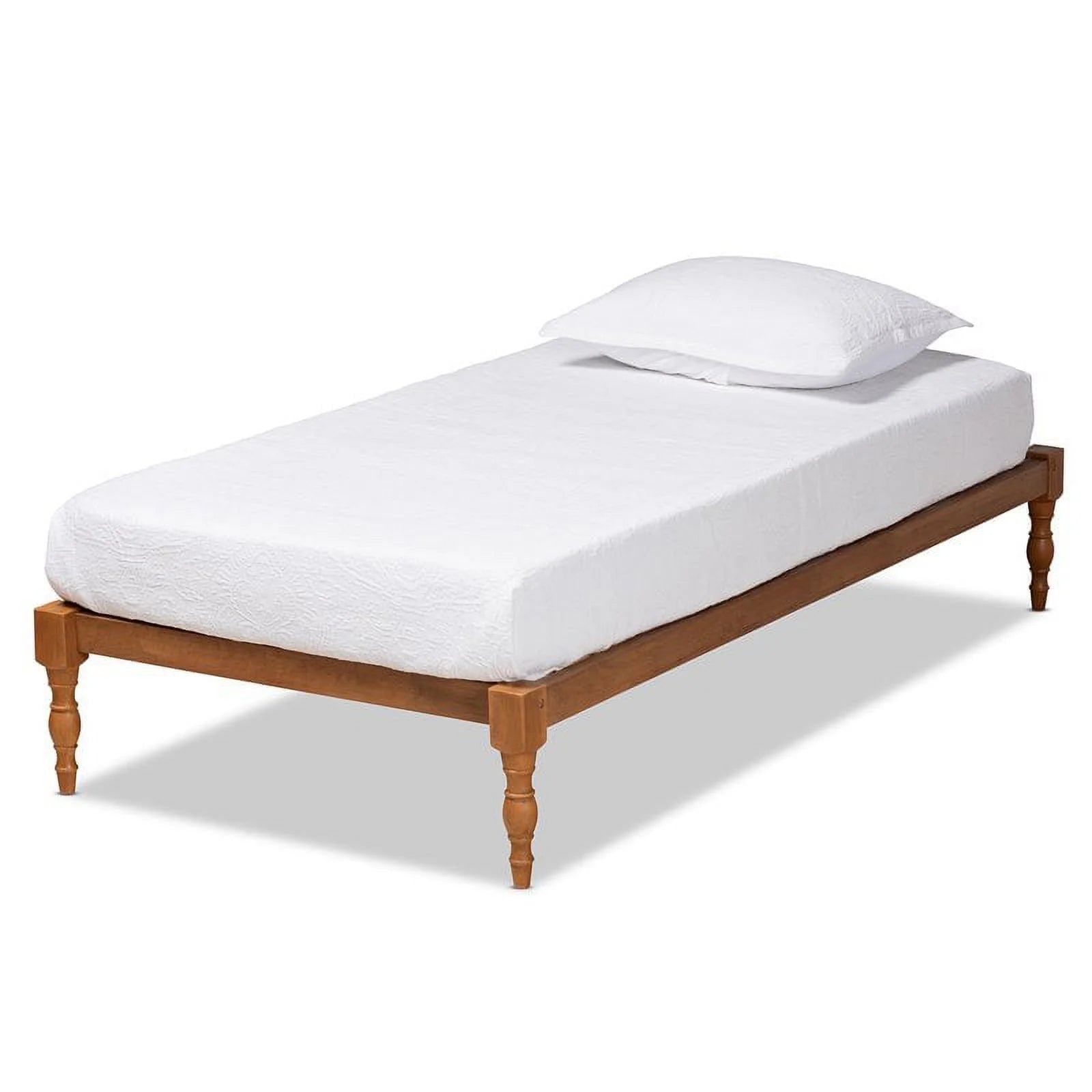 Bowery Hill Walnut Brown Finished Wood Twin Size Platform Bed Frame