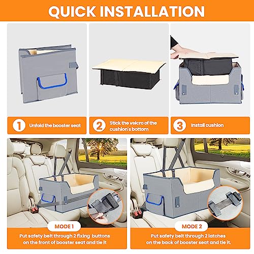 Elevated Dog Car Seat for Small Dogs with Adjustable Straps D993770