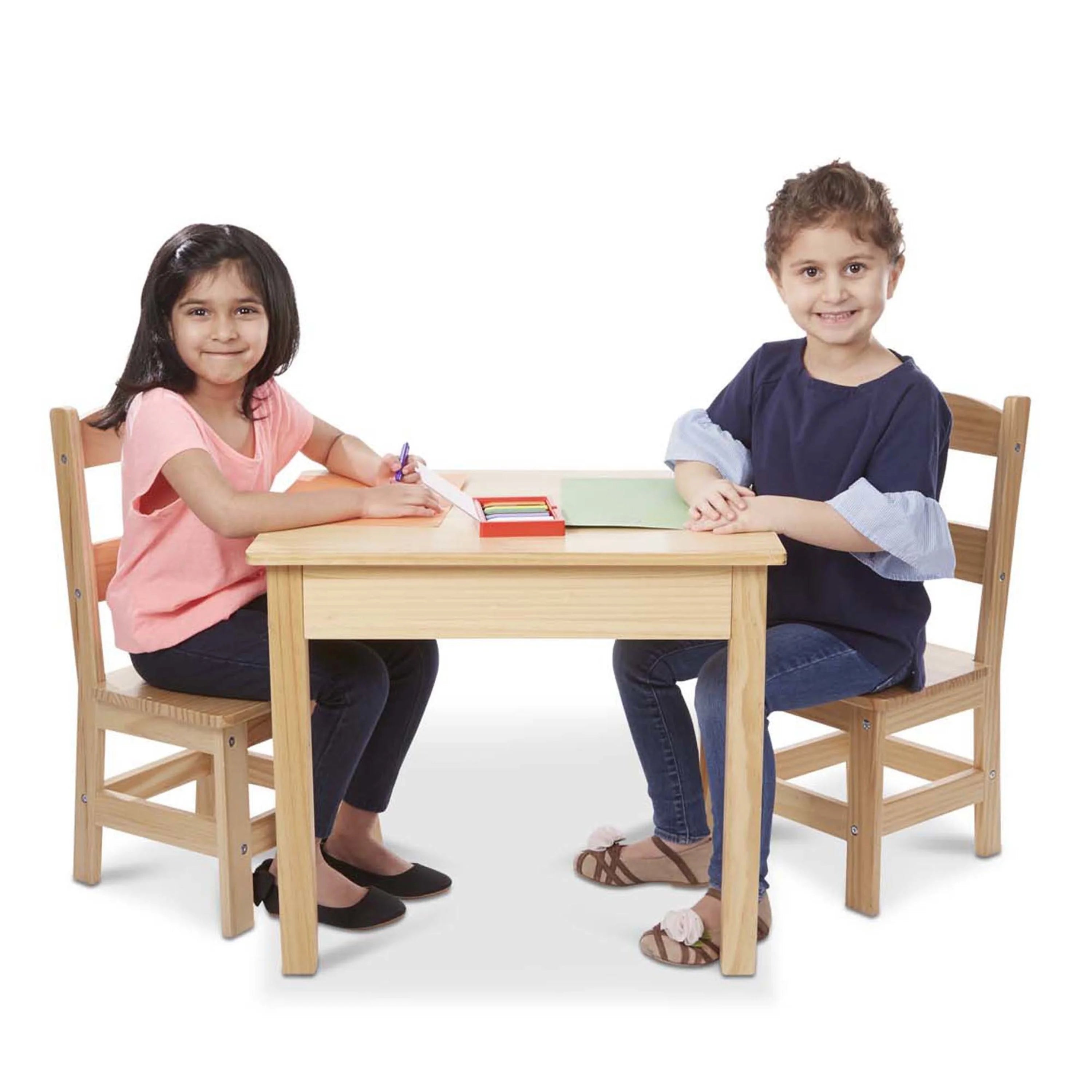 Melissa & Doug Solid Wood Table and 2 Chairs Set J690422