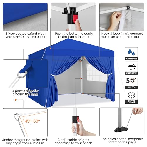 Yaheetech 10x10 Pop Up Canopy with 4 Removable Sidewalls, White F109731