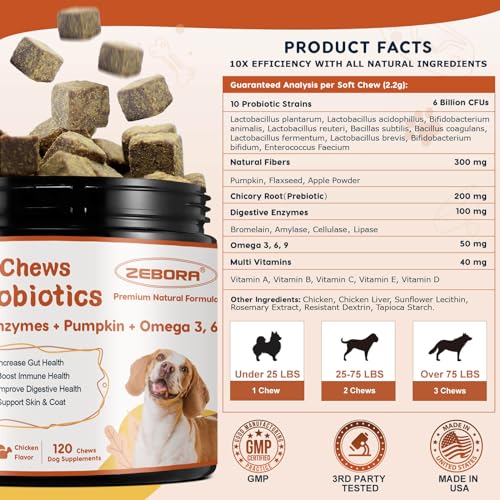 Probiotics for Dogs with Pumpkin & Fish Oil - 120 Soft Chews U723356