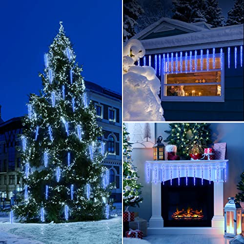 Brightown Christmas Meteor Shower Lights Outdoor 30ft 720 LED Waterproof Blue T277924