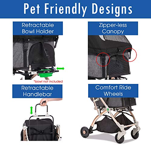 Pet Rover Lite Premium Light-Weight Pet Stroller with Aluminum Frame for Small & Medium Pets S333986
