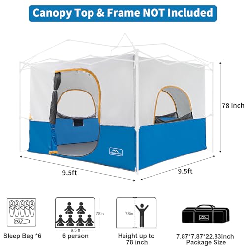 KAMPKEEPER Camping Inner Tent for 10x10 Straight Leg Canopy, Vented Roof, Khaki M60374