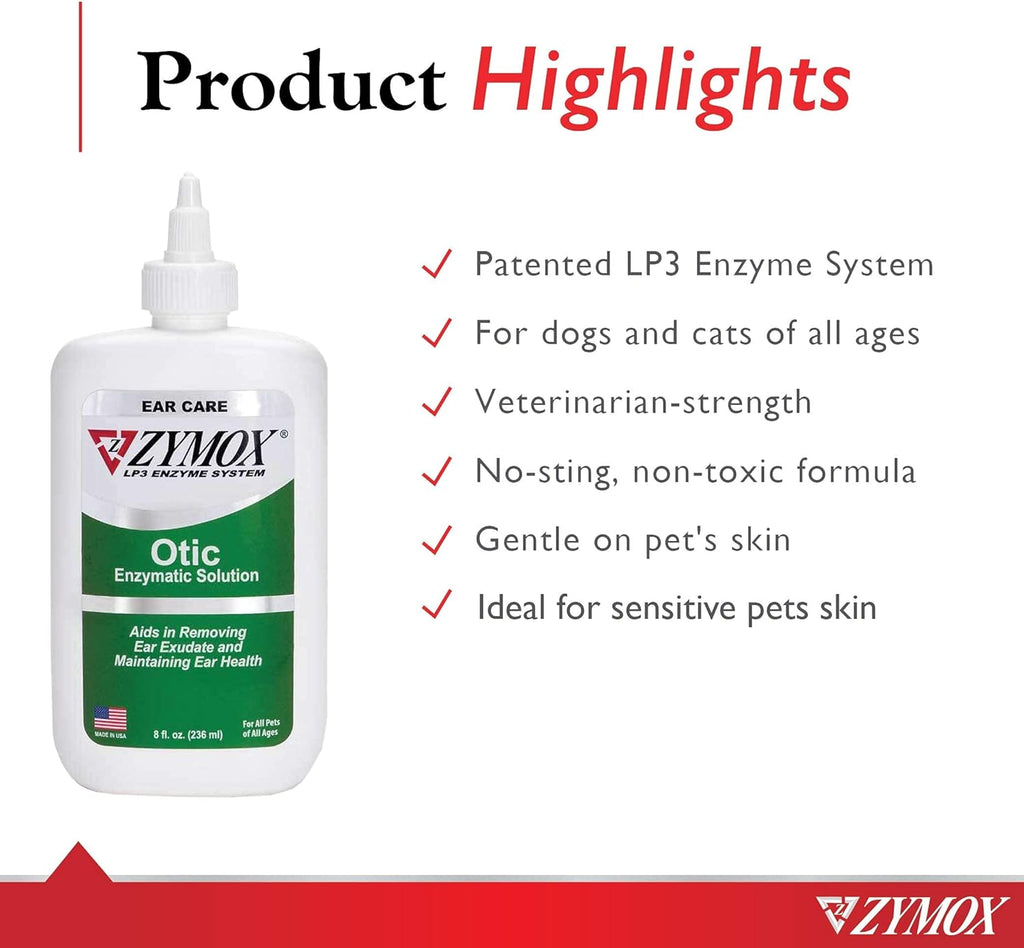 Zymox Otic Enzymatic Solution for Dogs and Cats, 8oz S218245