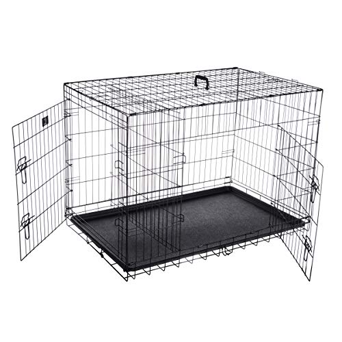 PETMAKER 42-Inch Dog Crate with Divider Panel for Large Dogs, Black M72747