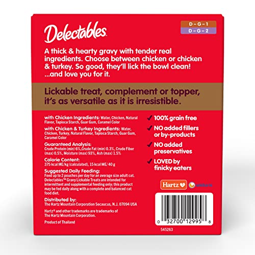 Hartz Delectables Gravy Chicken Flavor Lickable Cat Treat, 12 Pack D3643