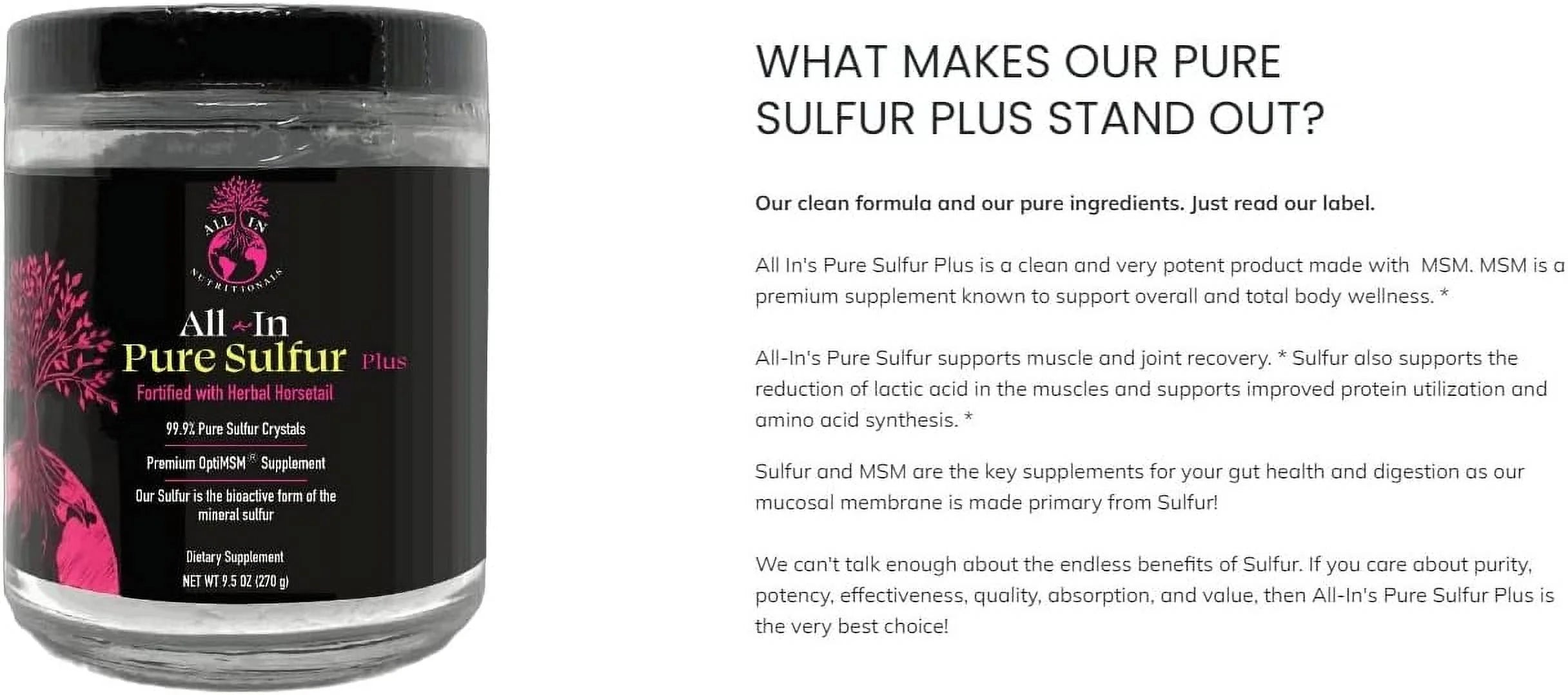 Pure Sulfur Supplement - 60 Servings O169