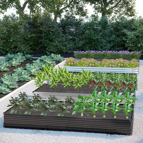 2PCS Galvanized Raised Garden Bed Kit, Metal Planter Box for Outdoor Planting Q36624
