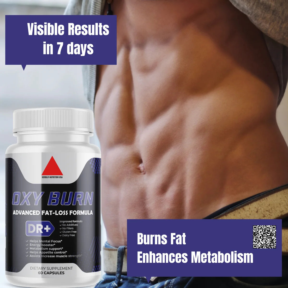 Belly Fat Burner Pills for Men, Weight Loss Supplement, 60 Capsules S958825