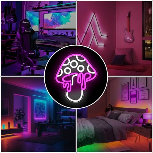 Mushroom Neon Sign Dimmable LED Night Light Wall Art for Bedroom Decor O27662