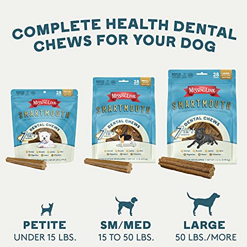 The Missing Link Smartmouth Dental Chew Treats for Small/Medium Dogs, 28 Ct J633