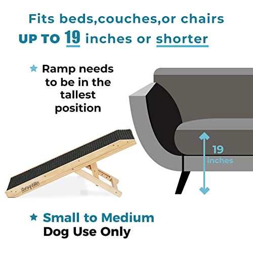 Wooden Folding Pet Ramp for Small to Medium Dogs and Cats, 4-Level Adjustable, Non-Slip Carpet Surface H230