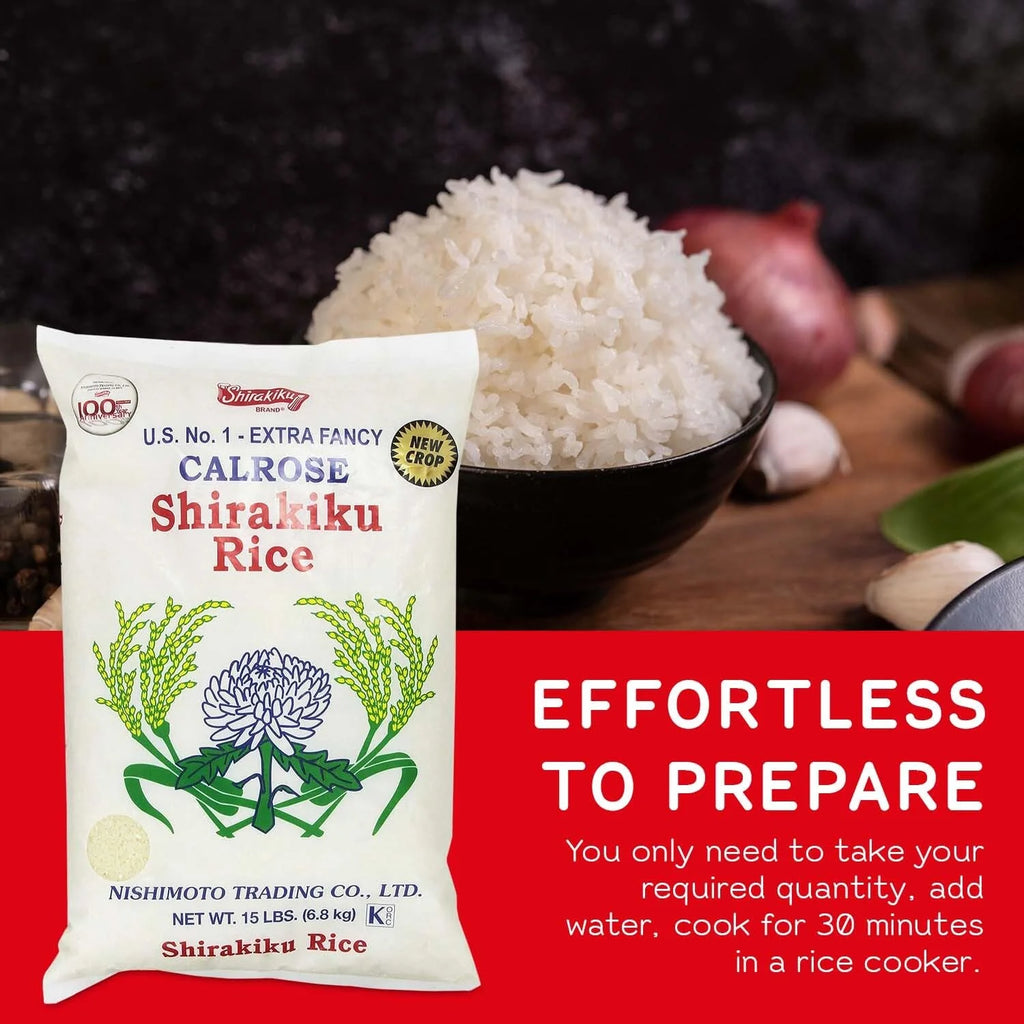 Calrose Rice Medium Grain White Rice, 15 Pound (Pack of 1) Y66324