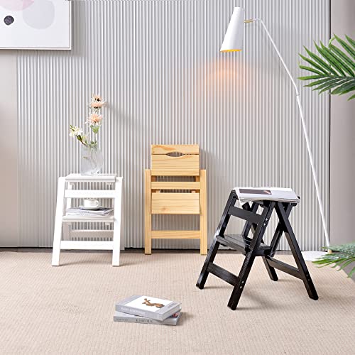 Foldable Wooden Step Stool Ladder for Home, 2 Step V6754