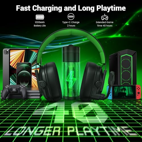 Wireless Gaming Headset with Noise Canceling Mic for PC, PS5, PS4, Switch, Mac B84241