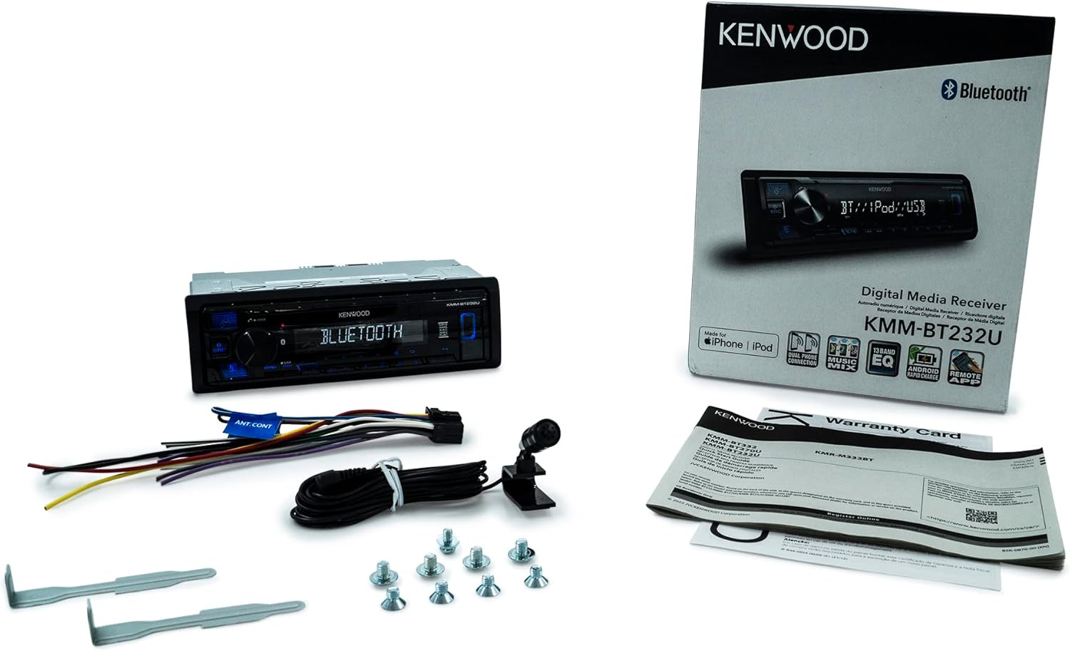 KENWOOD KMM-BT232U Bluetooth Car Stereo with USB Port W376