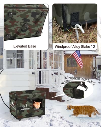 Heated Cat House for Outdoor Cats, Waterproof Insulated Shelter Q66324