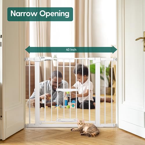BABELIO Extra Wide Baby Gate with Cat Door, Auto Close, Metal, Black F1302