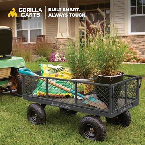 Gorilla Carts Steel Utility Cart Garden Wagon with Removable Sides, 800 Lbs V443484
