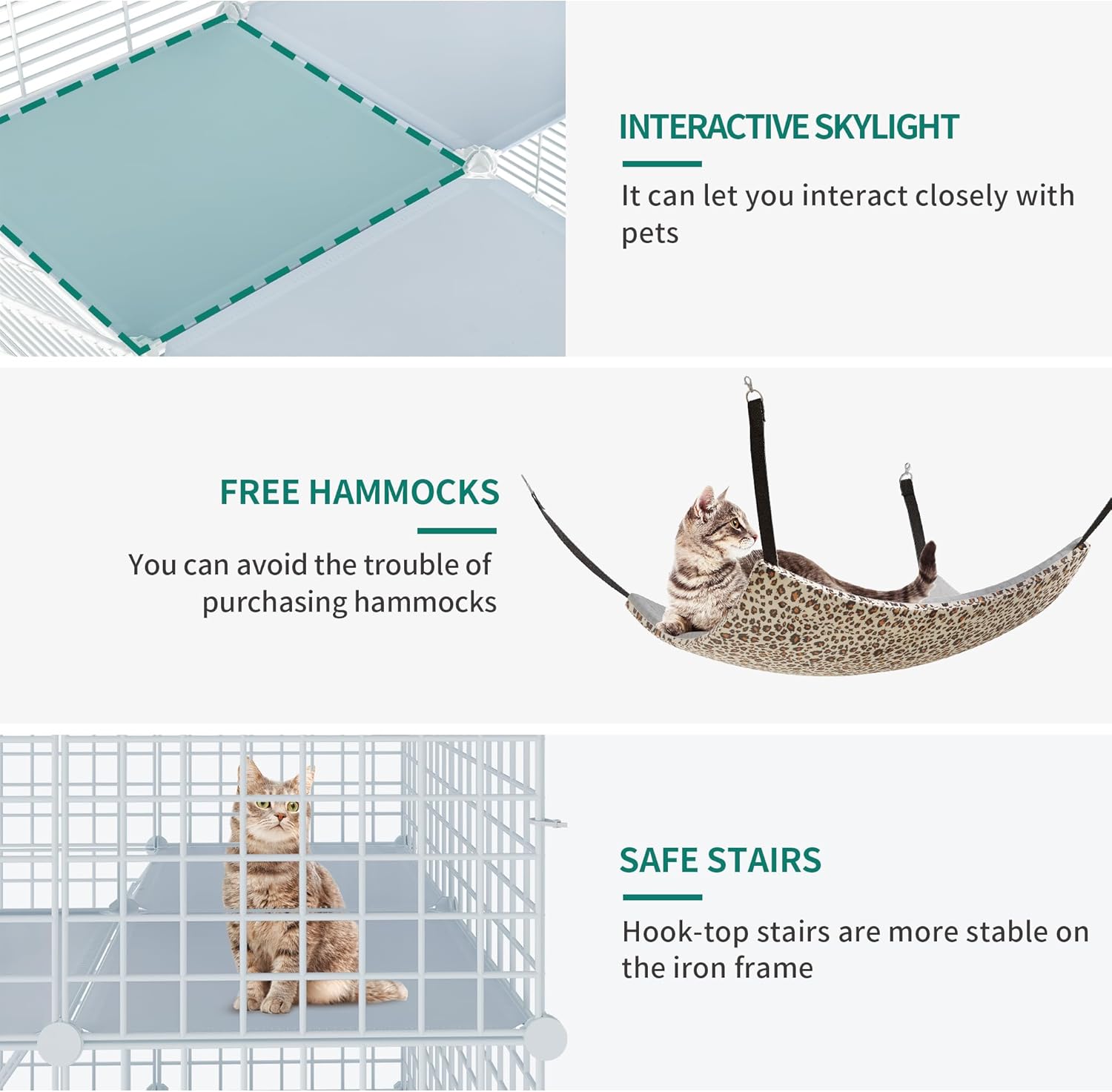 YITAHOME Cat Cage Indoor Catio DIY Metal Cat Playpen 3-Tiers with Hammock H62428
