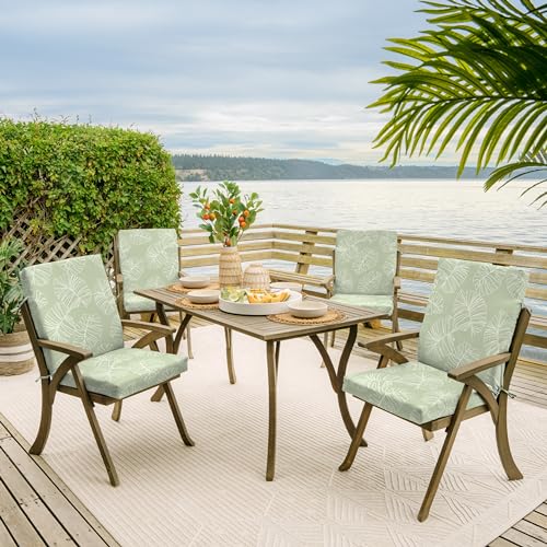 Arden Outdoor Dining Chair Cushion, 20 x 20, Rain-Proof, Peacock Blue Green Texture J4105