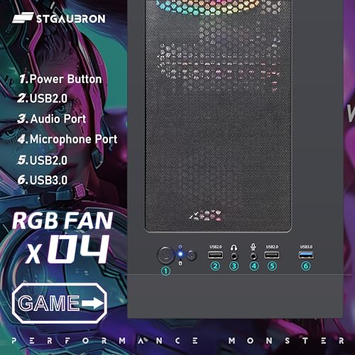 STGAubron Gaming PC Desktop, Intel Core i7, Radeon RX 580 8G, 16G RAM, 512G SSD G93438